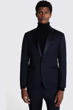 DKNY MOSS Black Slim Fit Notch Lapel Tuxedo Jacket 36 R