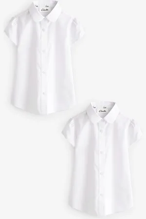 Clarks Girls Short Sleeve Girls School Shirts 2 Pack