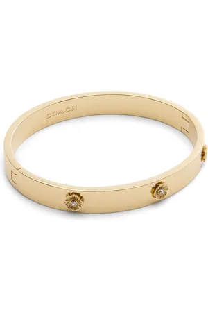 Coach Gold Tone Signature Tea Rose Bangle Boxed Bracelet One