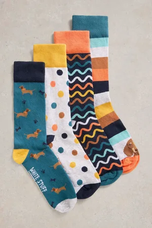 White Stuff Green Mans Best Friend Socks 4 Pack M-L