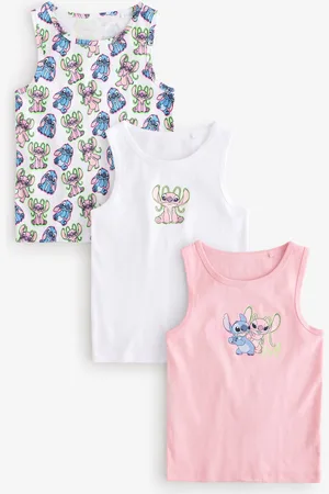 Disney Girls /White 100% Cotton Lilo and Stitch Vests (1.5-12yrs)