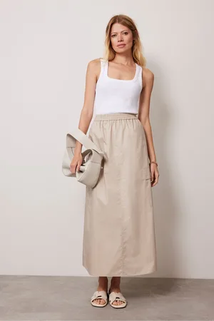 mint&berry Womens 100% Cotton Utility Maxi Skirt