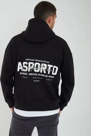 Threadbare Black Relaxed Fit Graphic Print Pull-Over Hoodie M