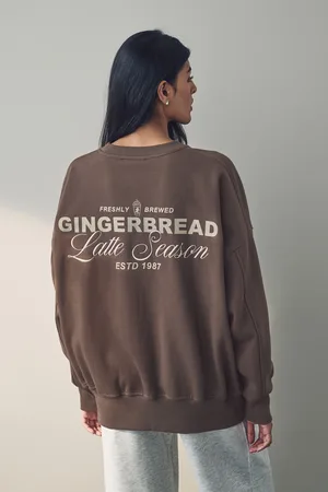 Next Womens Chocolate Christmas Ginger Bread Latte Graphic Crew Neck Sweatshirt