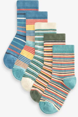 Next Boys Stripe Print Cotton Rich Socks 5 Pack