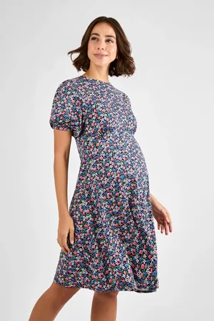 JoJo Maman Bébé Maternity Floral Print Puff Sleeve Jersey Tea Dress L