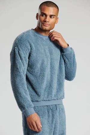 Loungeable Mens Vintage Sherpa Mens Long Sleeve Crew Neck Top