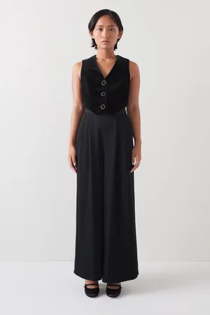 LK Bennett Womens Carine Petite Waistcoat Culotte 100% Cotton Jumpsuit