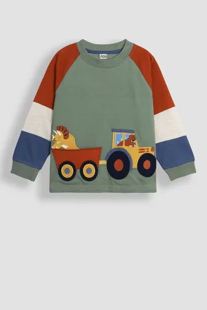 JoJo Maman Bébé Boys Khaki Tractor Applique Top