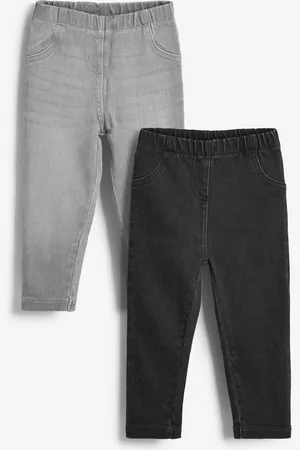 Next Girls Black/ Denim 2 Pack Elasticated Waist Jeggings (3mths-7yrs)