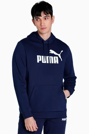 PUMA Blue Men Essentials Big Logo Hoodie L