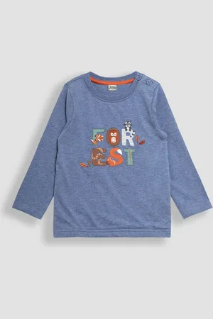 JoJo Maman Bébé Boys Denim Forest Friends Applique Top