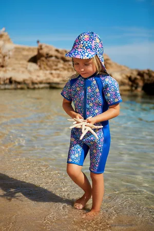 JoJo Maman Bébé Girls Navy Print Junior Wetsuit