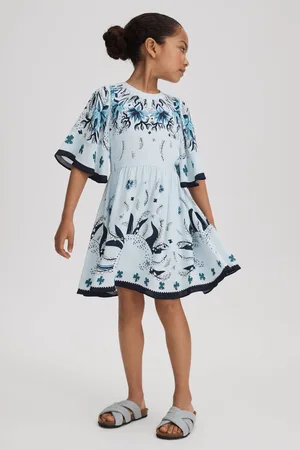 Reiss Girls Ania 4-9 yrs Printed Flared Sleeve Dress