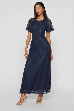 VILA Angel Short Sleeve Lace Maxi Occasion Dress AU 16