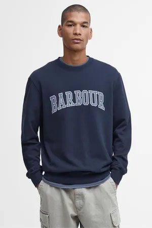 Barbour Mens Navy Skipton Relaxed Fit Varsity Logo Sweatshirt