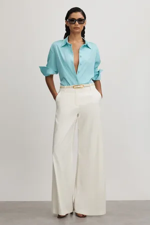 Anna Quan Wide Leg Linen Blend Trousers AU 8