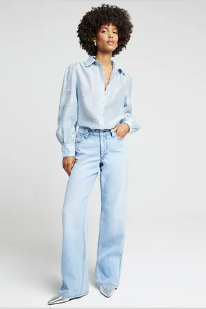 River Island Womens Linen and Lace Trim Shirt