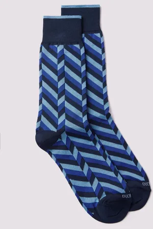 Duchamp Blue Mens Herringbone Socks 2 Pack S-M