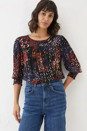 Fat Face Womens FatFace Multi Shelly Animal Blouse