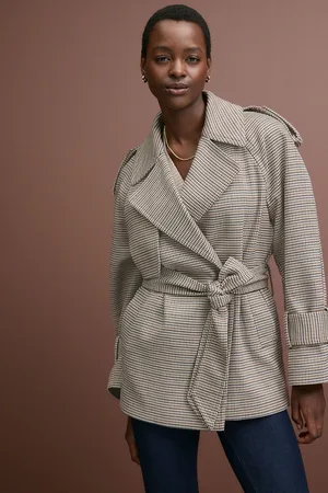 Next Womens Heritage Check Short Wrap Trench Coat