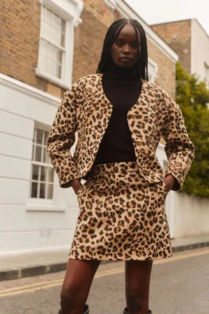 River Island Womens Leopard Scuplted Cocoon Jacket