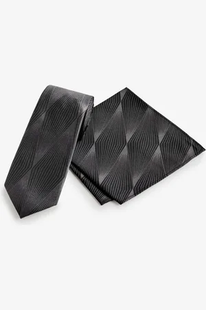 Next Mens Jacquard Slim Tie And Pocket Square Set
