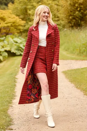 Joe Browns Womens Petite Textured Tweed Double Breasted Maxi Coat