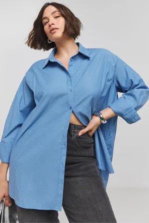 Simply Be Womens Oversized Embellished Striped Shirt