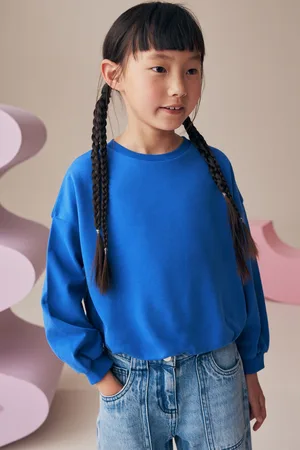 Next Girls Boxy Bubble Hem 100% Cotton Sweatshirt (3-16yrs)