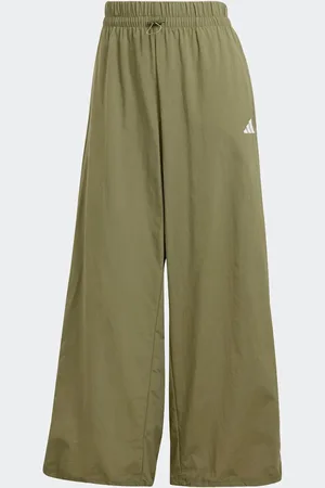 adidas Green 3 Stripe Woven Wide Leg Joggers XL Reg
