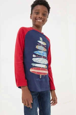 Fat Face Boys FatFace Navy Board Tree T-Shirt