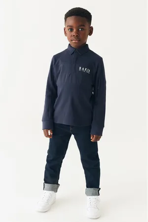Ted Baker Boys 100% Cotton Long Sleeve Panel Polo Shirt