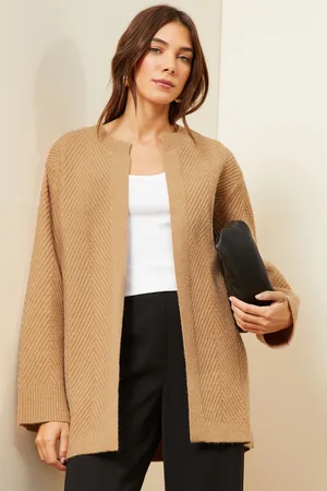 Love & Roses Womens Camel Cosy Coatigan