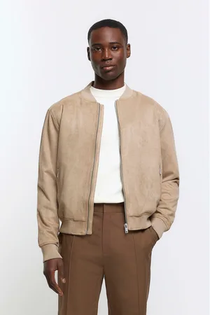 River Island Mens Regular Fit Suedette Bomber Jacket