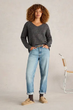 White Stuff Womens Textured V-Neck Jumper