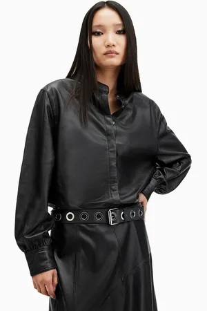 AllSaints Womens AllSaints Sara Leather Shirt