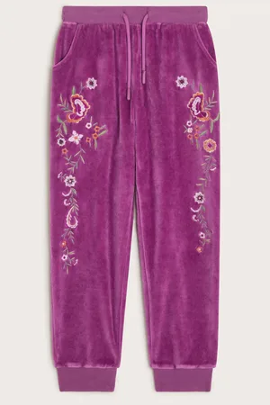Monsoon Girls Embroidered Velour Joggers