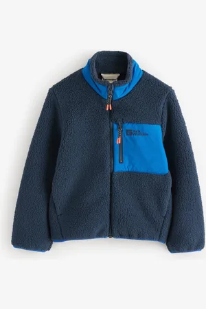 Jack Wolfskin Boys Navy Ice Curl Contrast Pocket FZ Fleece