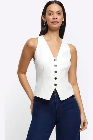 River Island Womens Cream Button Front Tailored Waistcoat