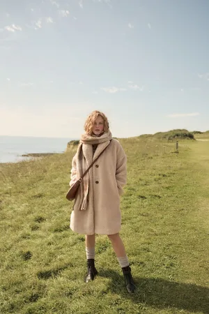 Barbour Womens Beige Ambani Teddy Longline Coat