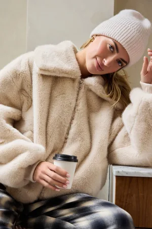 Next Womens Faux Fur Zip Lounge Jacket