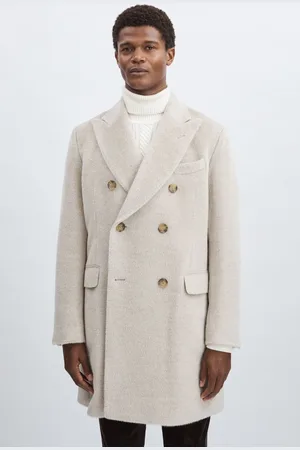 Oscar Jacobson Mens Alpaca-Wool Double-Breasted Coat