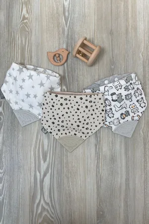 Cheeky Chompers Baby Teething Dribble 100% Cotton Bibs 3 Pack One
