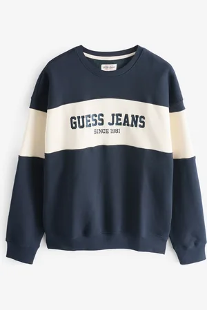 Guess Navy Colourblock Logo Sweatshirt M