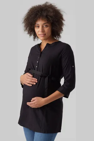 Mama;licious Womens Maternity Tie Waist Woven 100% Cotton Blouse