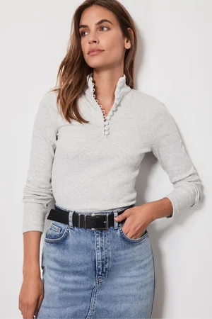 mint&berry Womens Rouleau Button Cotton Rich Top