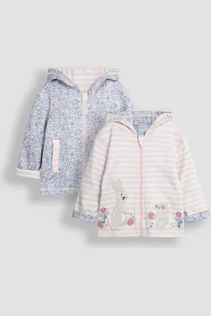 JoJo Maman Bébé Girls Bunny & Mouse Appliqué Reversible Hoodie