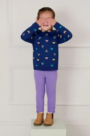JoJo Maman Bébé Girls Navy Butterfly Embroidered Collar Sweatshirt