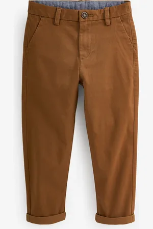 Next Boys Ginger/Tan Brown Tapered Loose Fit Stretch Chino Trousers (3-17yrs)